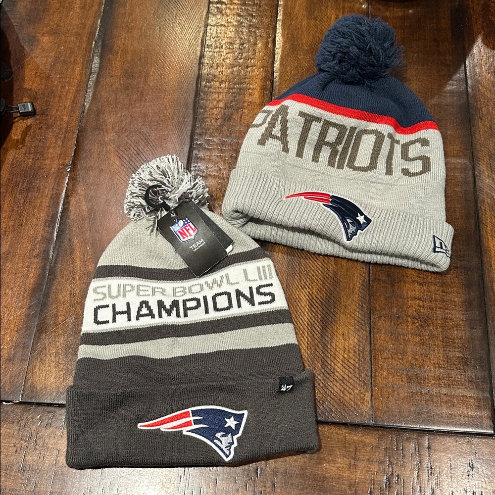 2 New England Patriots Winter Hats